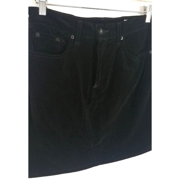 Rag & Bone Women's Sz. 27 Black Velvet Mini Dive Skirt W/ Back Pockets - Picture 3 of 7